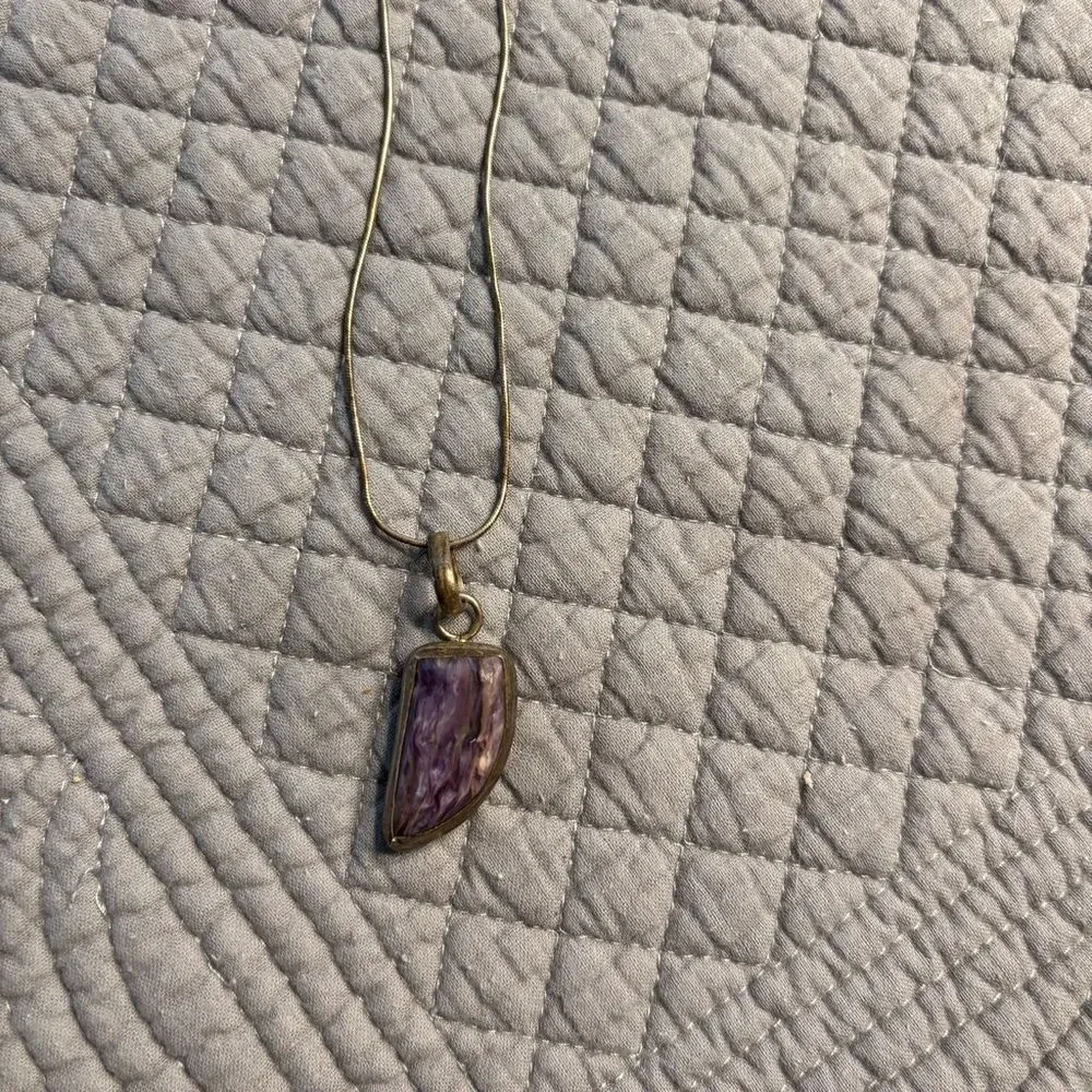 Vintage Sterling Silver Charoite Pendant w/24
